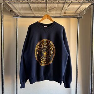 Vintage Soffe US Navy Crewneck Sweatshirt XL Navy Blue Made in USA Military